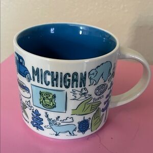 New Michigan Themed Blue and White Mug